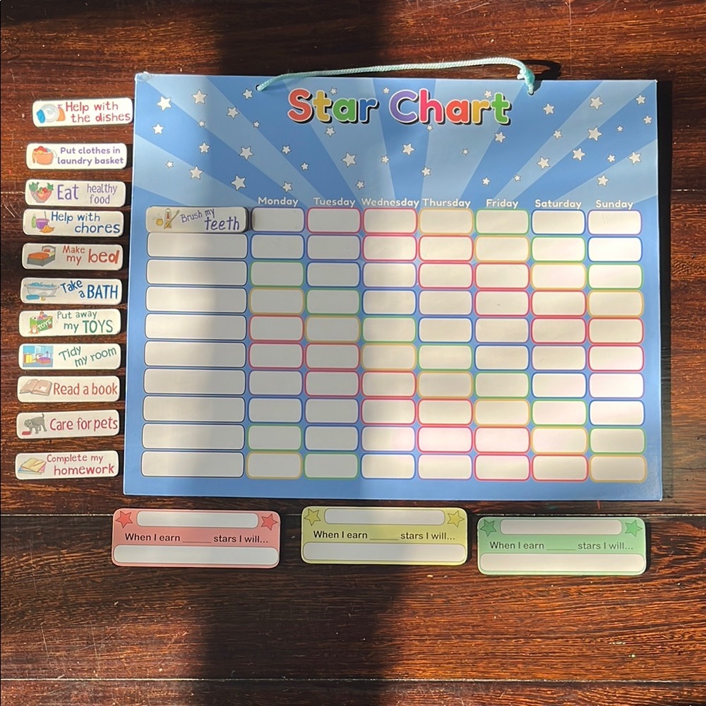 Colorful responsibility Star Chart for Kids